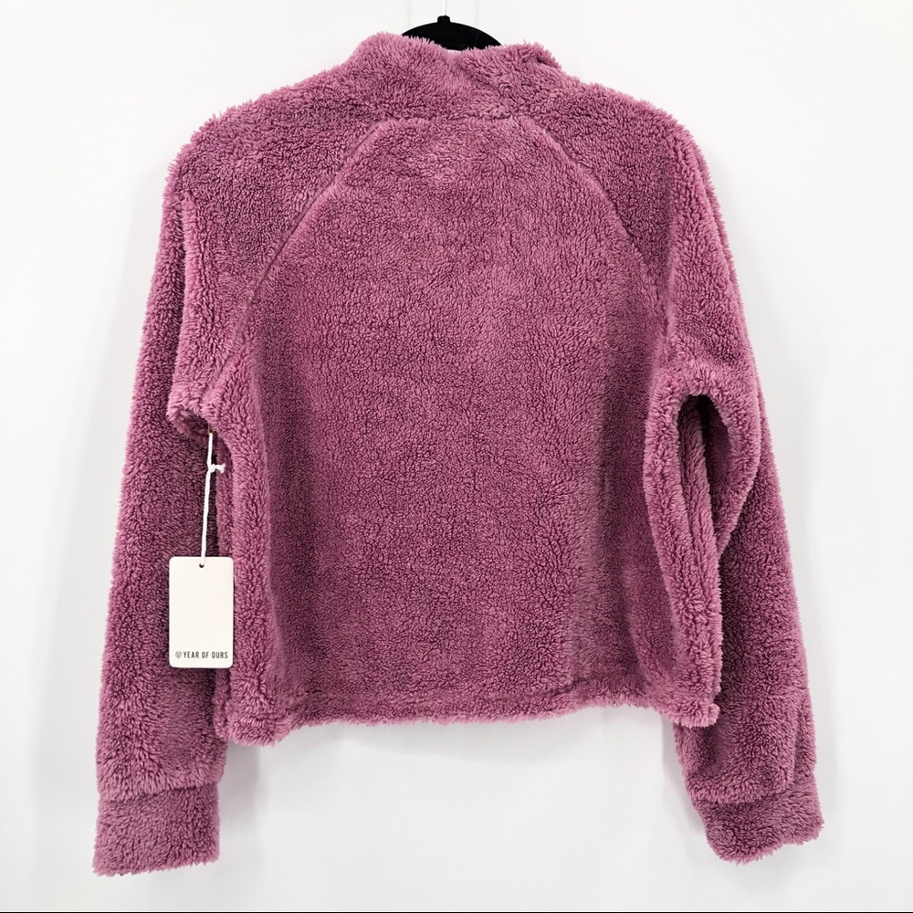 Year Of Ours Sherpa Teddy Vail Crop Desert Pink Quarter Zip Sweater Small - Picture 6 of 9